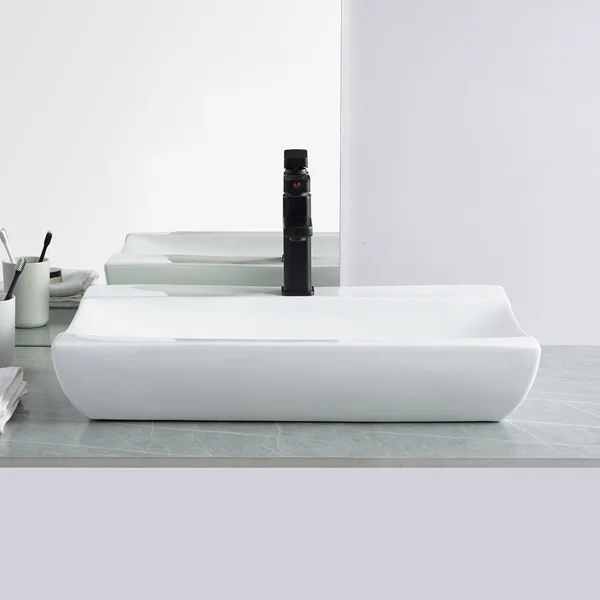 AB2515F1 24.5 in. Topmount Bathroom Sink Basin in White Ceramic