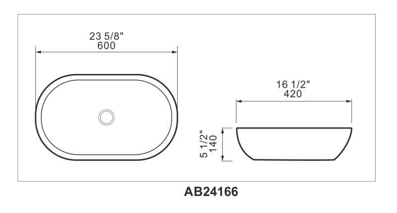 AB24166 23.63 in. Topmount Bathroom Sink Basin in White Ceramic