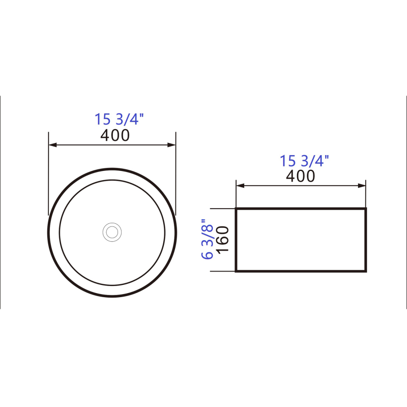 AB12126 15.75 in. Topmount Bathroom Sink Basin in White Ceramic