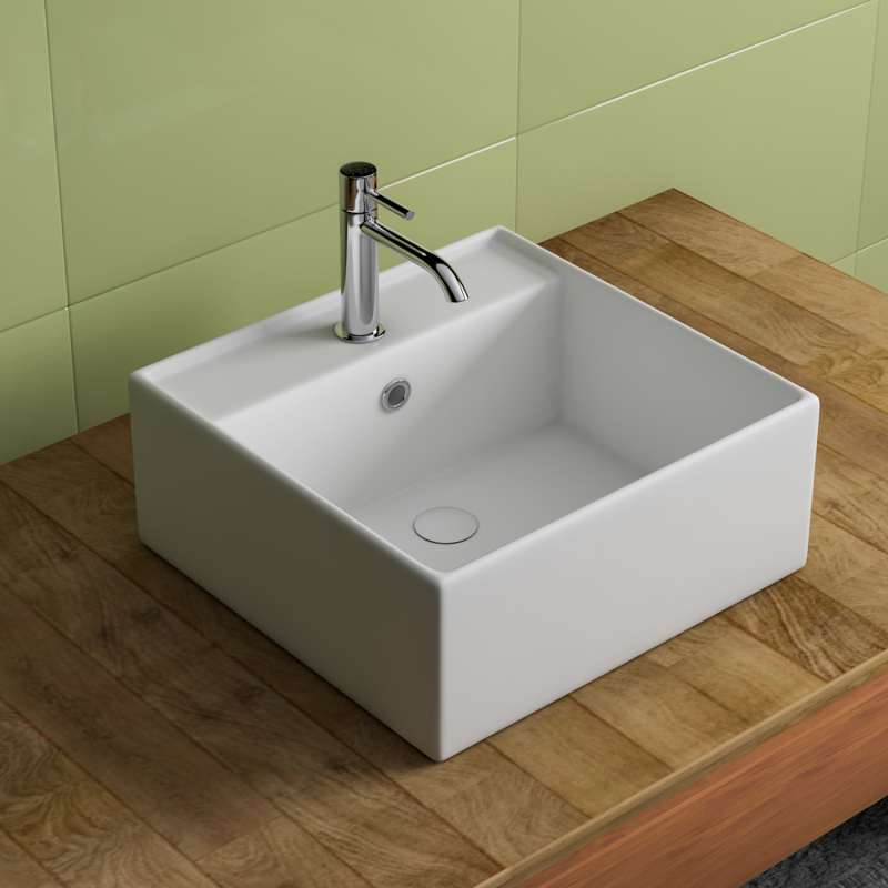 AB16166 15.75 in. Topmount Bathroom Sink Basin in White Ceramic