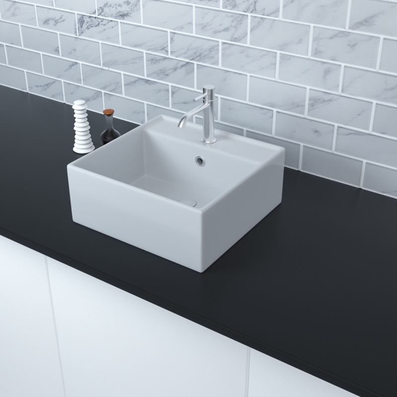 AB16166 15.75 in. Topmount Bathroom Sink Basin in White Ceramic