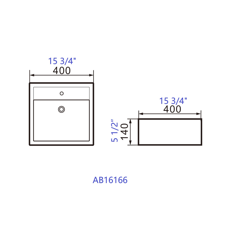 AB16166 15.75 in. Topmount Bathroom Sink Basin in White Ceramic