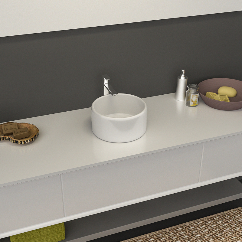 AB16167 16.75 in. Topmount Bathroom Sink Basin in White Ceramic