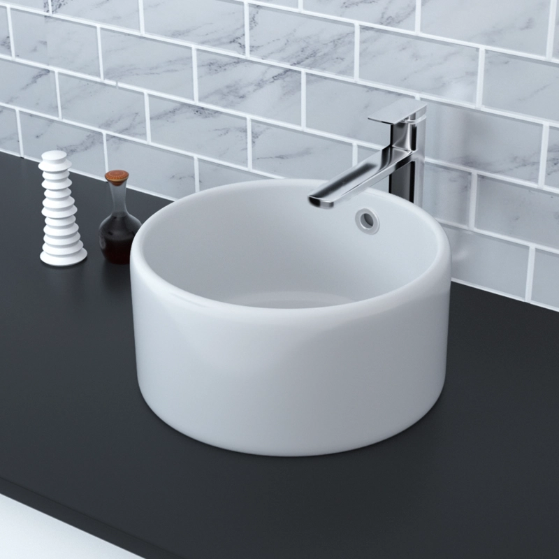 AB16167 16.75 in. Topmount Bathroom Sink Basin in White Ceramic