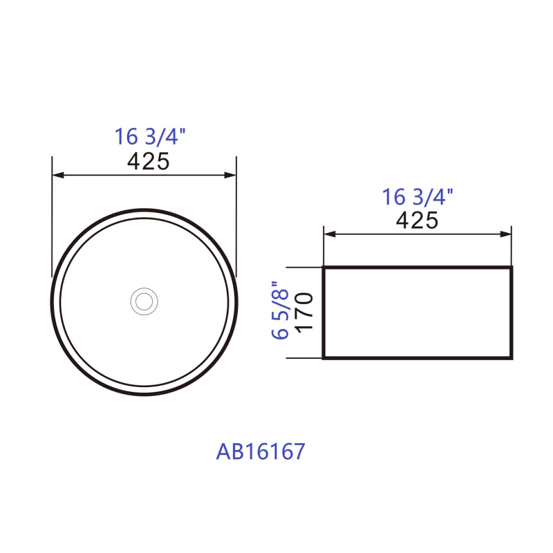 AB16167 16.75 in. Topmount Bathroom Sink Basin in White Ceramic