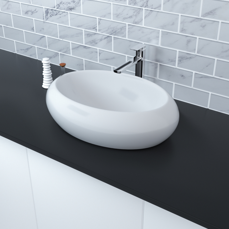AB19136 19.38 in. Topmount Bathroom Sink Basin in White Ceramic