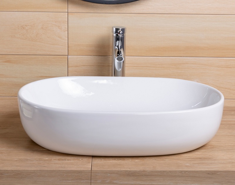 AB24166 23.63 in. Topmount Bathroom Sink Basin in White Ceramic