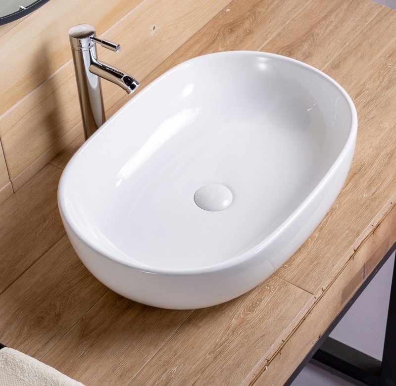 AB24166 23.63 in. Topmount Bathroom Sink Basin in White Ceramic