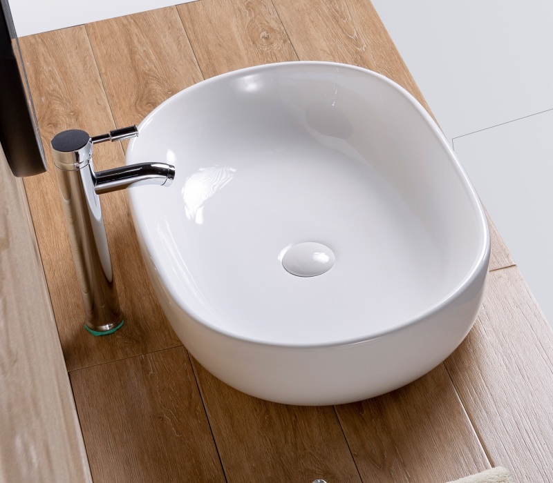 AB24166 23.63 in. Topmount Bathroom Sink Basin in White Ceramic