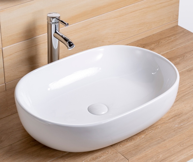 AB24166 23.63 in. Topmount Bathroom Sink Basin in White Ceramic