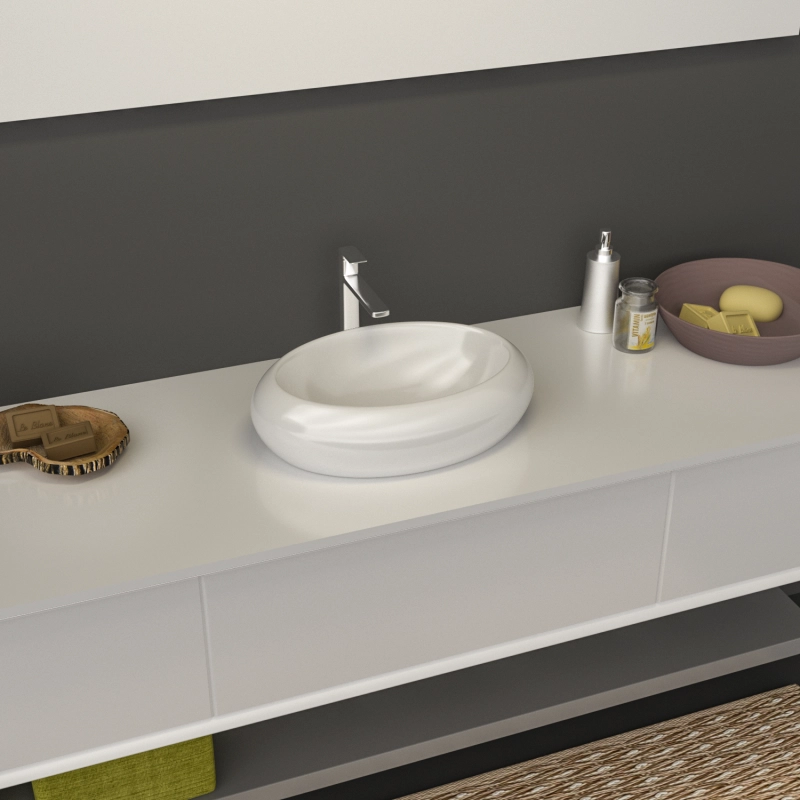 AB2416F1 23.63 in. Topmount Bathroom Sink Basin in White Ceramic