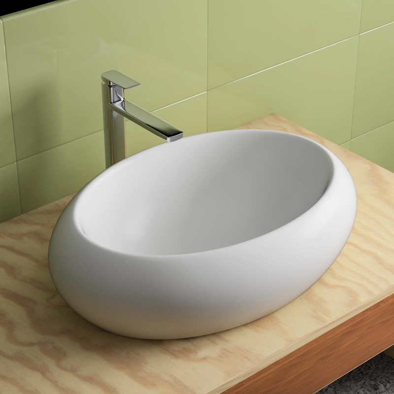 AB2416F1 23.63 in. Topmount Bathroom Sink Basin in White Ceramic