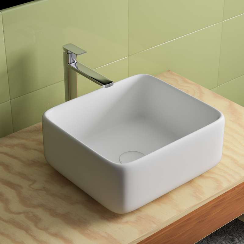 AR1515T 15.38'' L x 15.38'' W x 5.5'' H Topmount Bathroom Sink Basin in White Ceramic