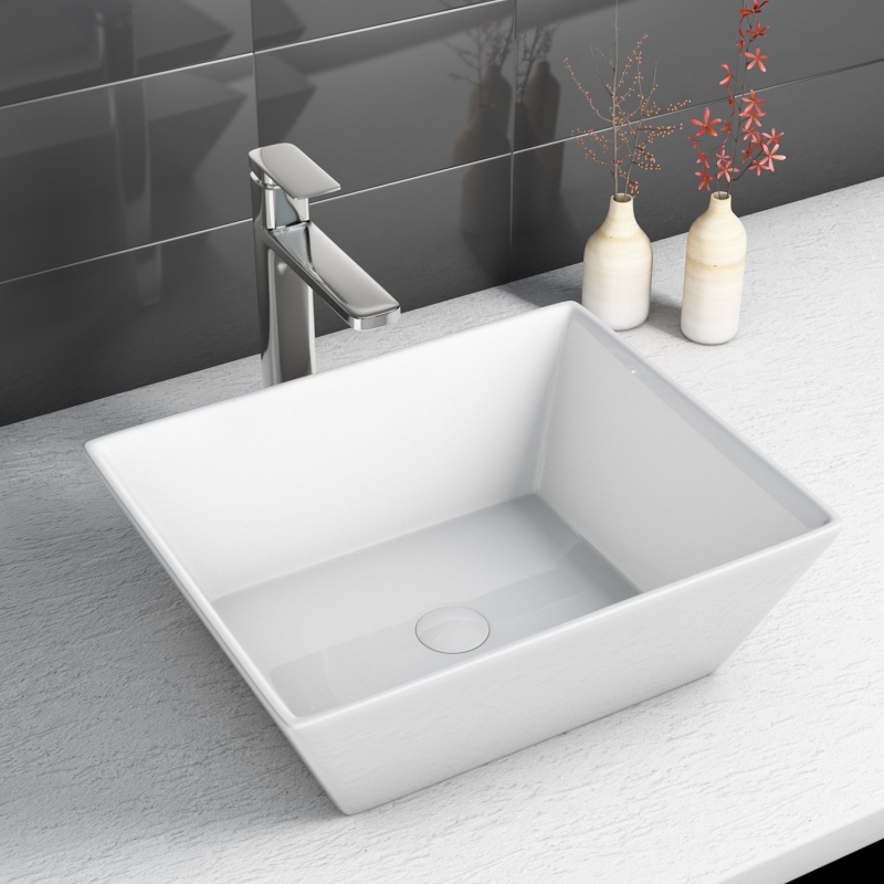 AR165 16.13 in. Topmount Bathroom Sink Basin in White Ceramic