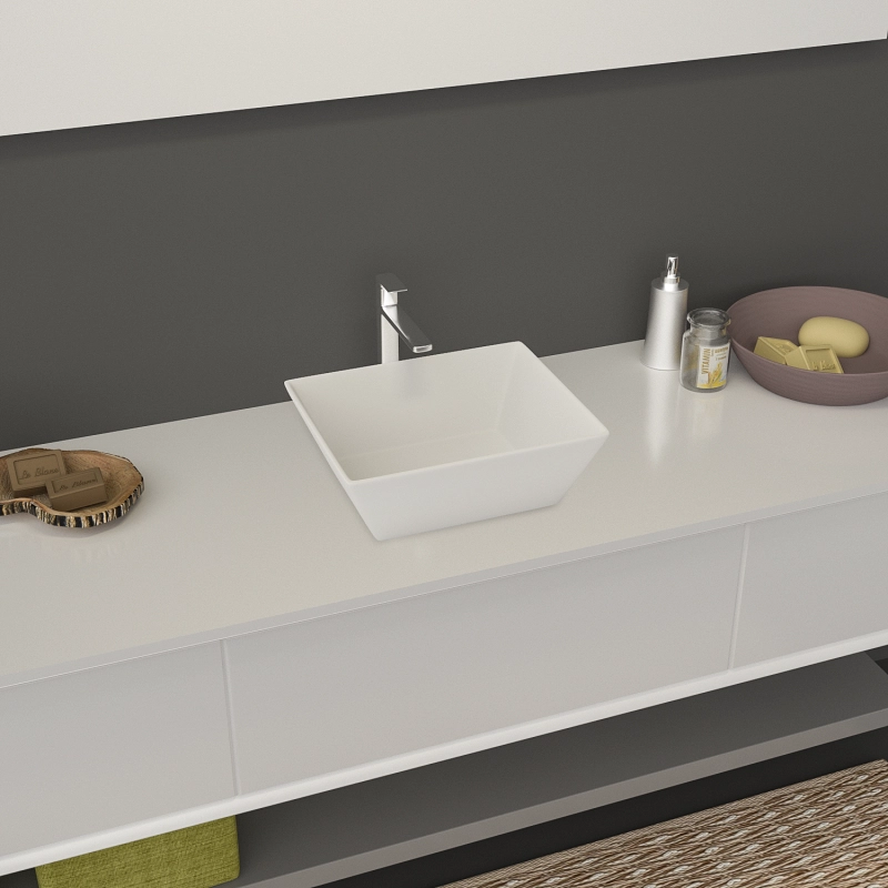 AR165 16.13 in. Topmount Bathroom Sink Basin in White Ceramic