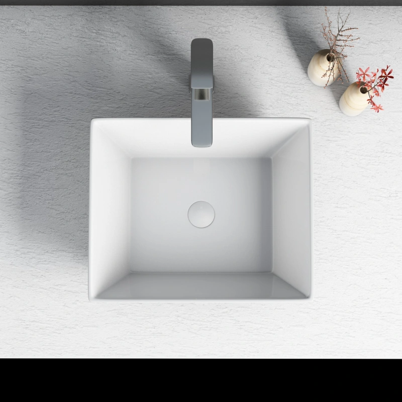 AR165 16.13 in. Topmount Bathroom Sink Basin in White Ceramic