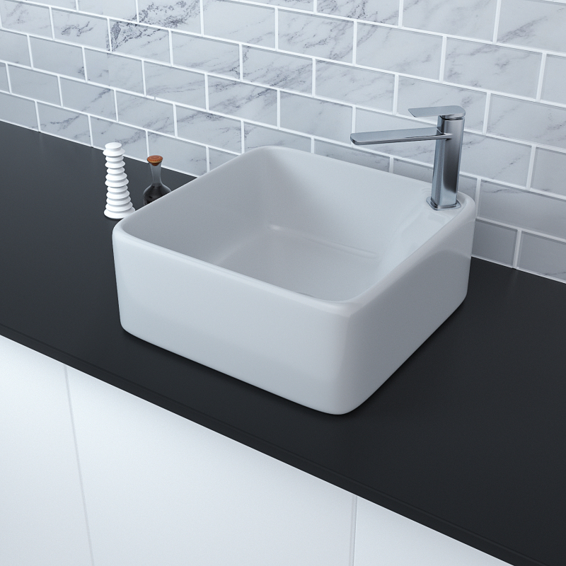 AR1717TF1 17'' L x 17'' W x 5'' H Topmount Bathroom Sink Basin in White Ceramic