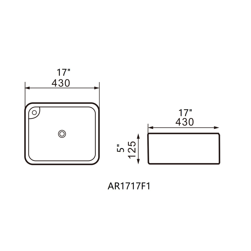 AR1717TF1 17'' L x 17'' W x 5'' H Topmount Bathroom Sink Basin in White Ceramic