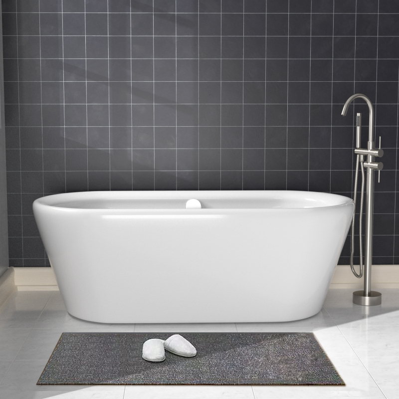 BT1525-68 Freestanding 68" x 24" Contemporary Design Acrylic Flatbottom  SPA Tub  Bathtub in White