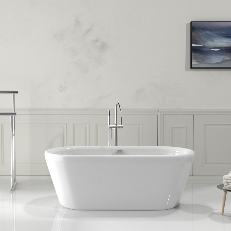 BT1525-68 Freestanding 68 in. Contemporary Design Acrylic Flatbottom  SPA Tub  Bathtub in White