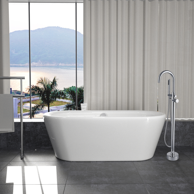 BT1525-68 Freestanding 68" x 24" Contemporary Design Acrylic Flatbottom  SPA Tub  Bathtub in White