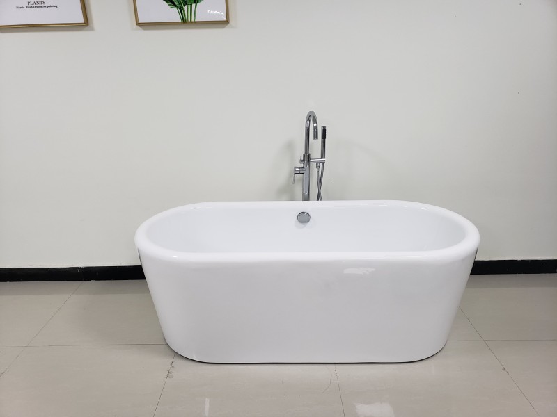 BT1525-68 Freestanding 68" x 24" Contemporary Design Acrylic Flatbottom  SPA Tub  Bathtub in White