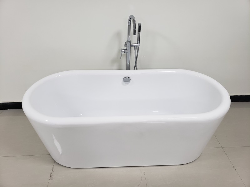 BT1525-68 Freestanding 68" x 24" Contemporary Design Acrylic Flatbottom  SPA Tub  Bathtub in White