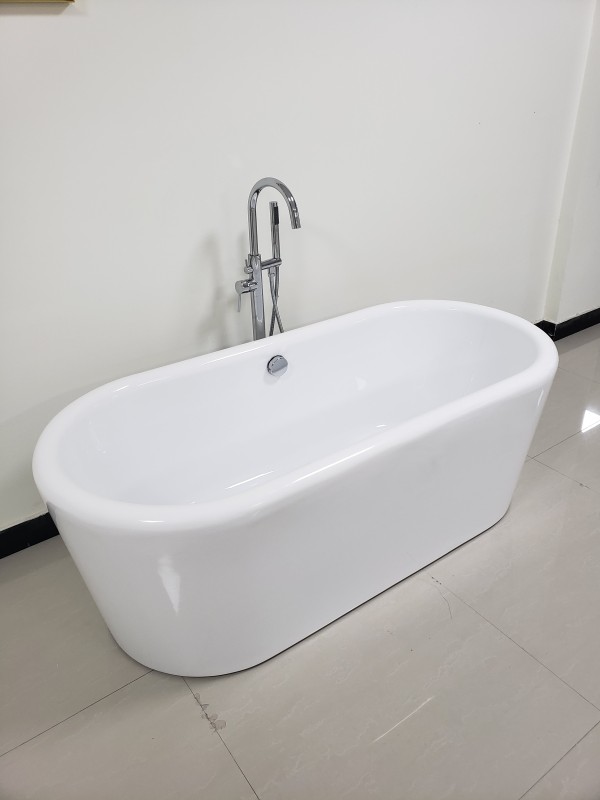 BT1525-68 Freestanding 68" x 24" Contemporary Design Acrylic Flatbottom  SPA Tub  Bathtub in White