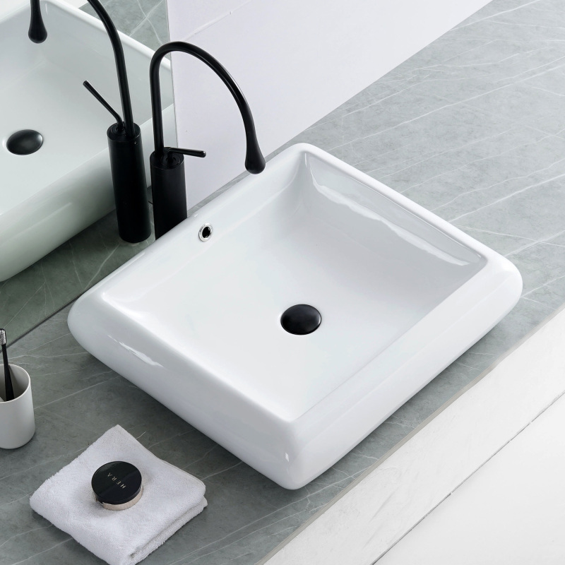 AB2220 22 in. Topmount Bathroom Sink Basin in White Ceramic