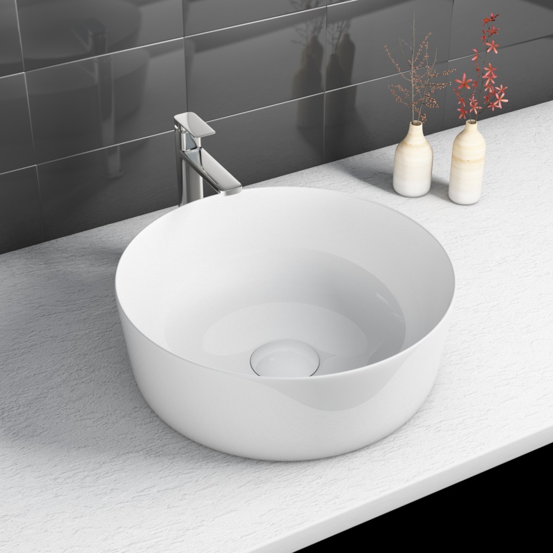 AY1616T 16.38 in. Topmount Bathroom Sink Basin in White Ceramic
