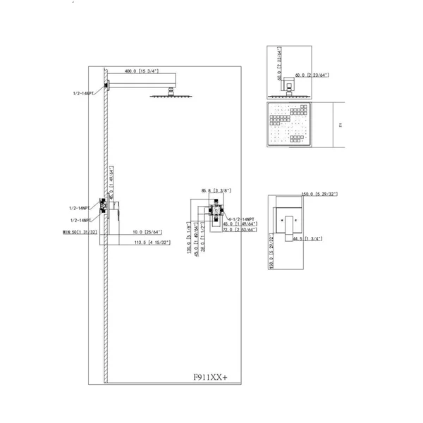 F91112/F91112BN/F91112MB Single-Handle 1-Spray Rain Pressure Balanced Wall Mounted Shower Faucet in Chrome(Valve Included)