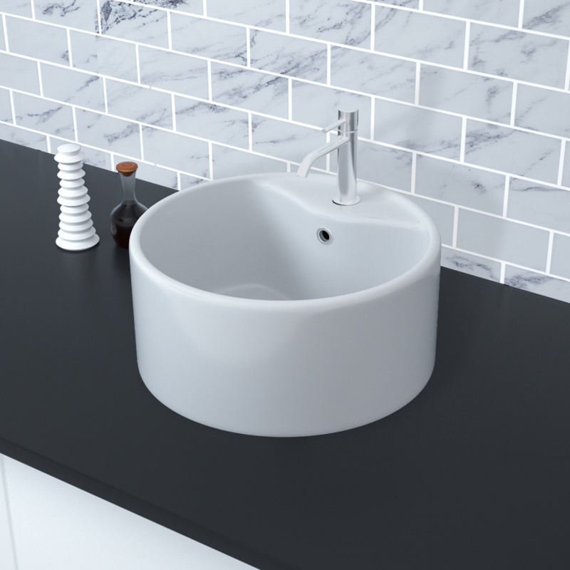 AB1818F1 18.13 in. Topmount Bathroom Sink Basin in White Ceramic