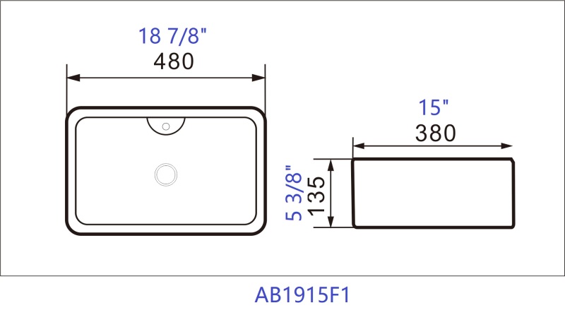 AB1915F1 18.88 in. Topmount Bathroom Sink Basin in White Ceramic