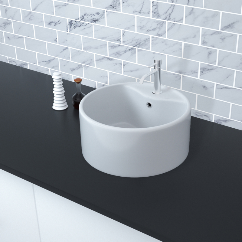 AB1616F1 16.13 in. Topmount Bathroom Sink Basin in White Ceramic