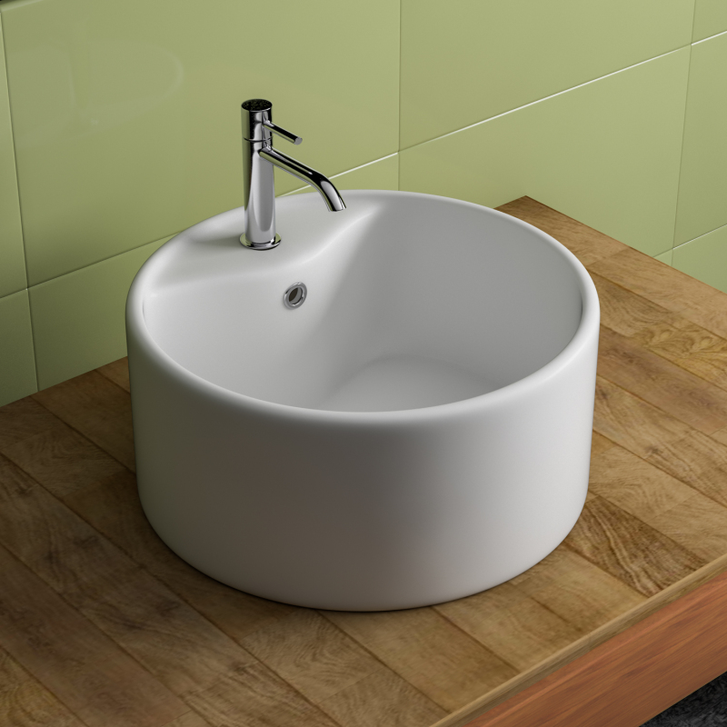 AB1616F1 16.13 in. Topmount Bathroom Sink Basin in White Ceramic