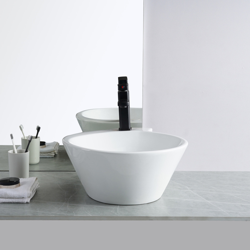 AB1719F1 19.13 in. Topmount Bathroom Sink Basin in White Ceramic