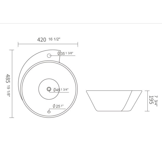 AB1719F1 19.13 in. Topmount Bathroom Sink Basin in White Ceramic