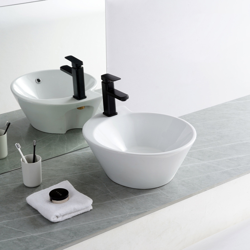 AB1719F1 19.13 in. Topmount Bathroom Sink Basin in White Ceramic