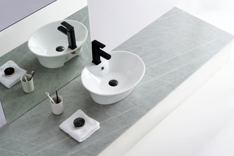 AB1815F1 18.5 in. Topmount Bathroom Sink Basin in White Ceramic