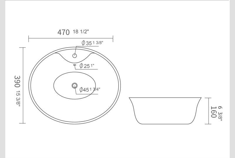 AB1815F1 18.5 in. Topmount Bathroom Sink Basin in White Ceramic