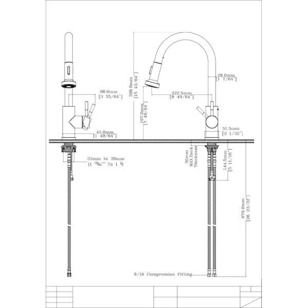 F80026 /F80026BN/F80026MB Single-Handle Pull Down  Sprayer Kitchen Faucet with CUPC Certification in Stainless Steel