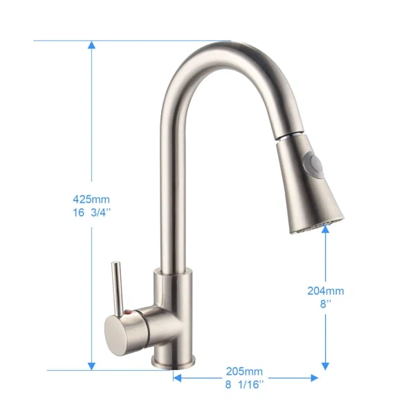 F80027/F80027BN/F80027MB Single-Handle Pull Down  Sprayer Kitchen Faucet with CUPC Certification in Stainless Steel
