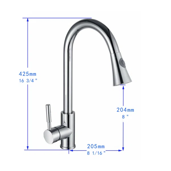 F80027/F80027BN/F80027MB Single-Handle Pull Down  Sprayer Kitchen Faucet with CUPC Certification in Stainless Steel