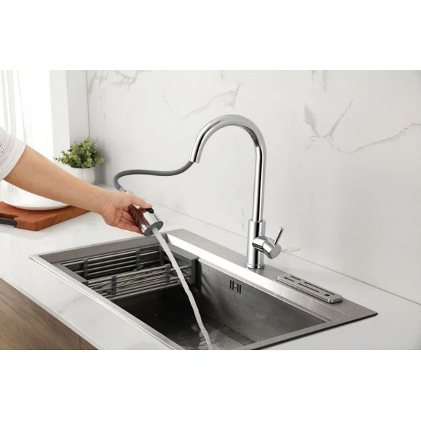 F80028/F80028BN/F80028MB  Single-Handle Pull Down  Sprayer Kitchen Faucet with CUPC Certification in Stainless Steel