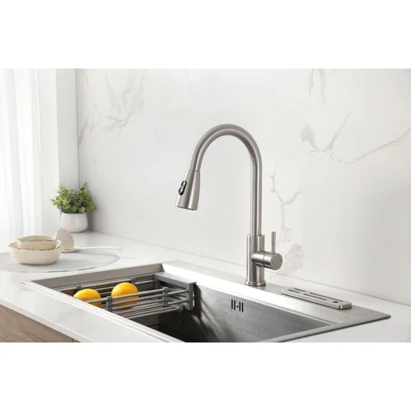 F80028/F80028BN/F80028MB  Single-Handle Pull Down  Sprayer Kitchen Faucet with CUPC Certification in Stainless Steel