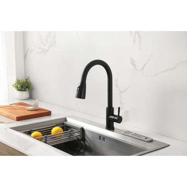 F80028/F80028BN/F80028MB  Single-Handle Pull Down  Sprayer Kitchen Faucet with CUPC Certification in Stainless Steel