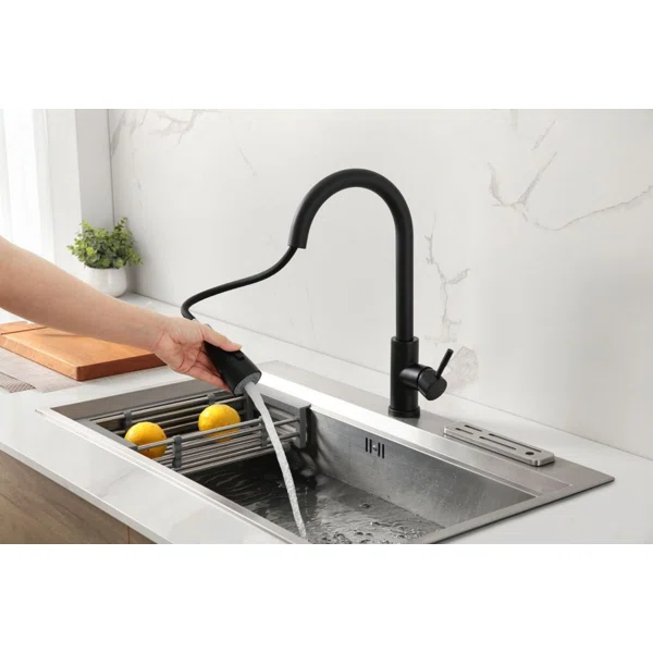 F80028/F80028BN/F80028MB  Single-Handle Pull Down  Sprayer Kitchen Faucet with CUPC Certification in Stainless Steel