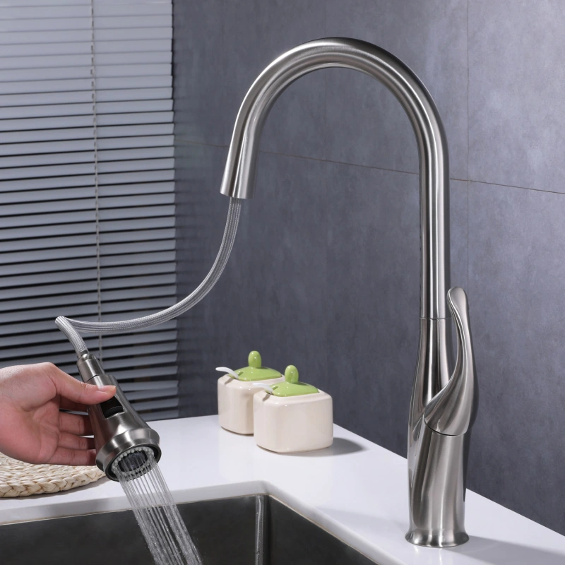 F80075/F80075BN Single-Handle Pull Down  Sprayer Kitchen Faucet with CUPC Certification in Stainless Steel