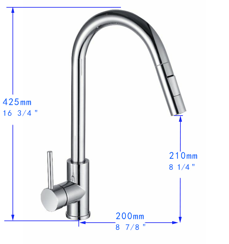 F80105/F80105BN/F80105MB Single-Handle Pull Down  Sprayer Kitchen Faucet with CUPC Certification in Stainless Steel