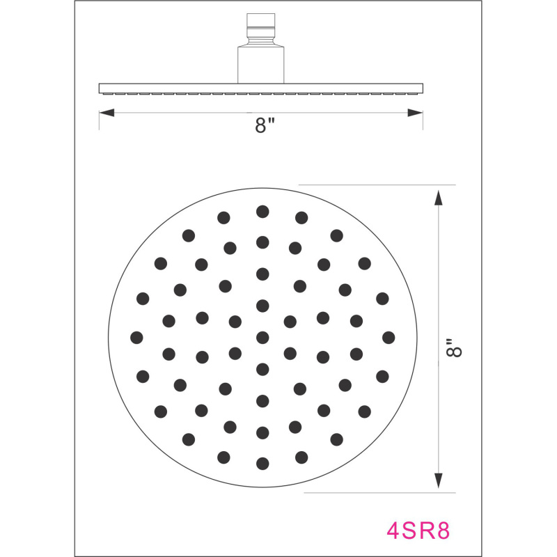 4SR8BN / 4SR12BN  Metal Round Shower Head, Brushed Nickel